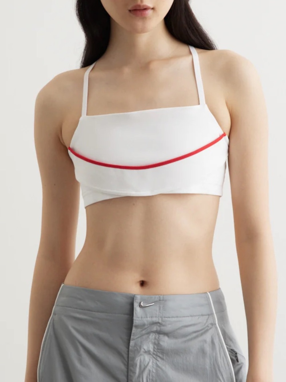JACQUEMUS X Nike White Crop Bandeau with Red Trim